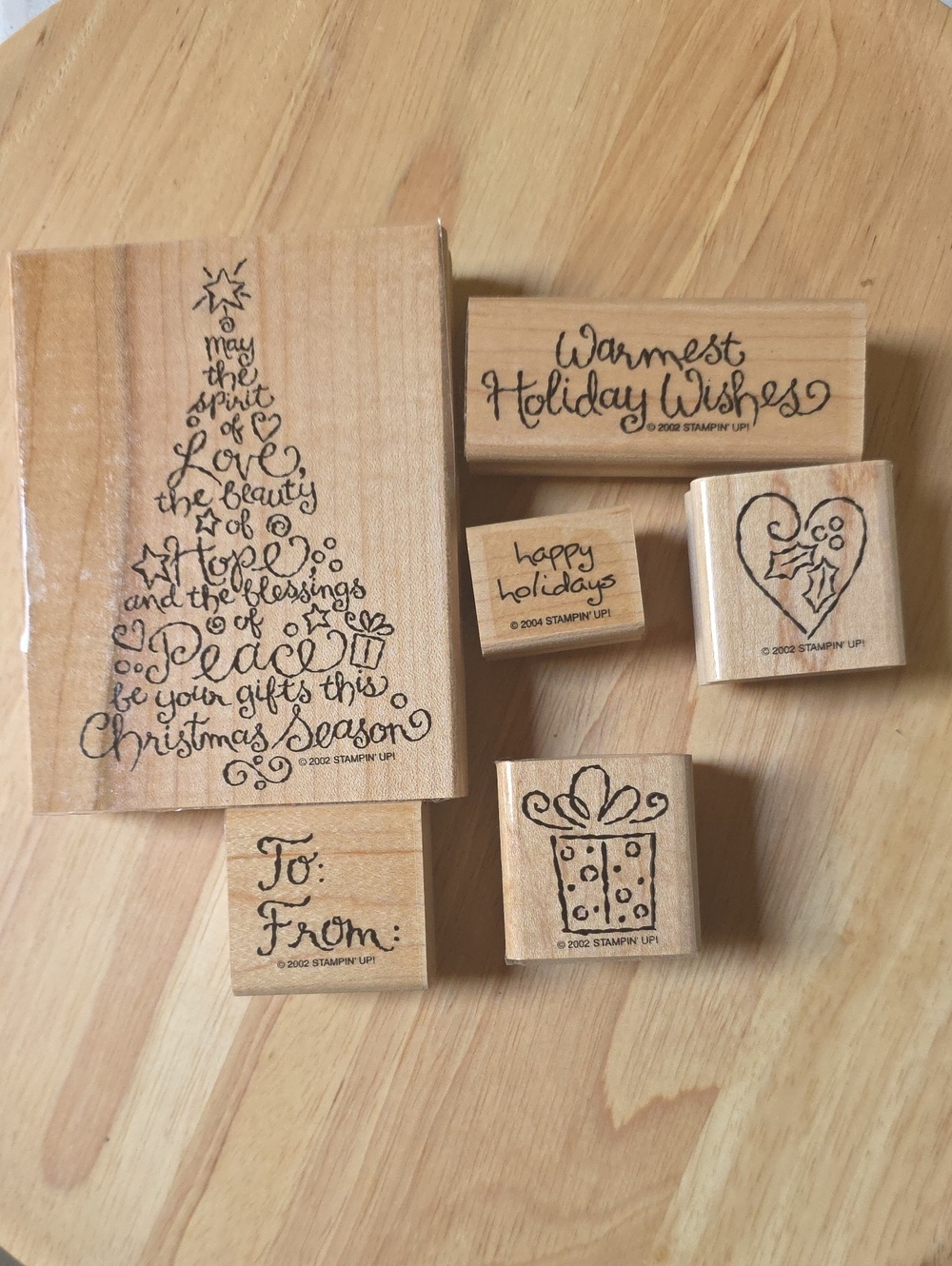 Stampin’ Up Vintage Christmas Rubber Stamps Lot of 6 Wood Mounted Holiday